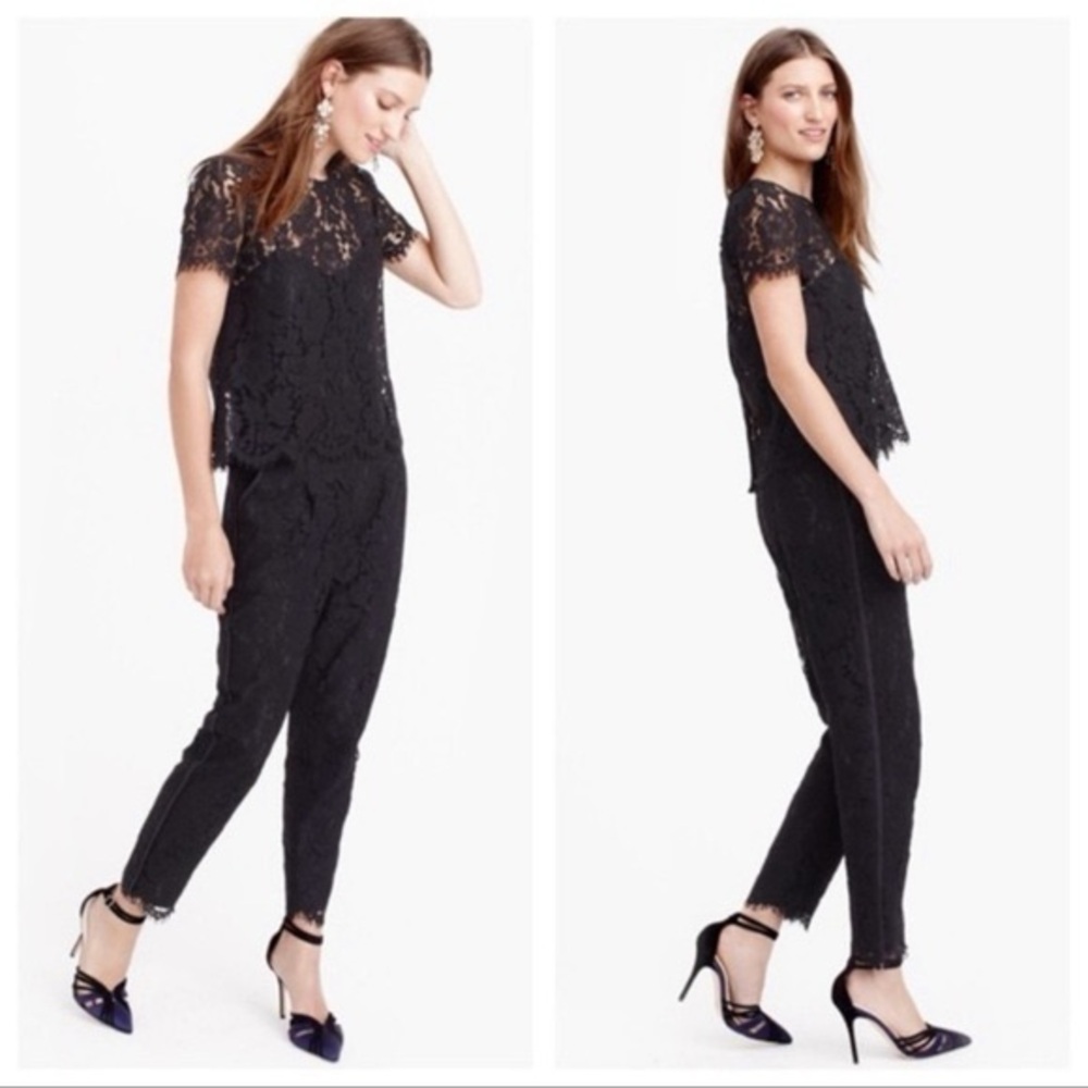 J. Crew Black Lace Cropped Jumpsuit